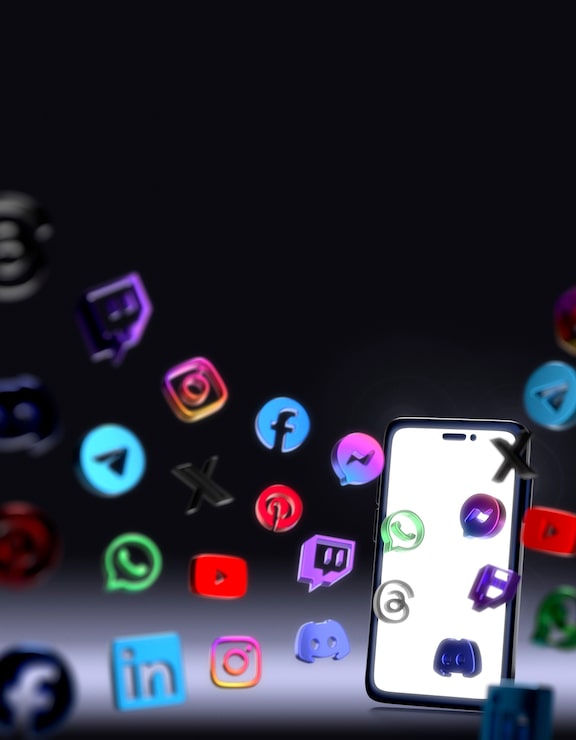 PSD grátis mídia social e telefone