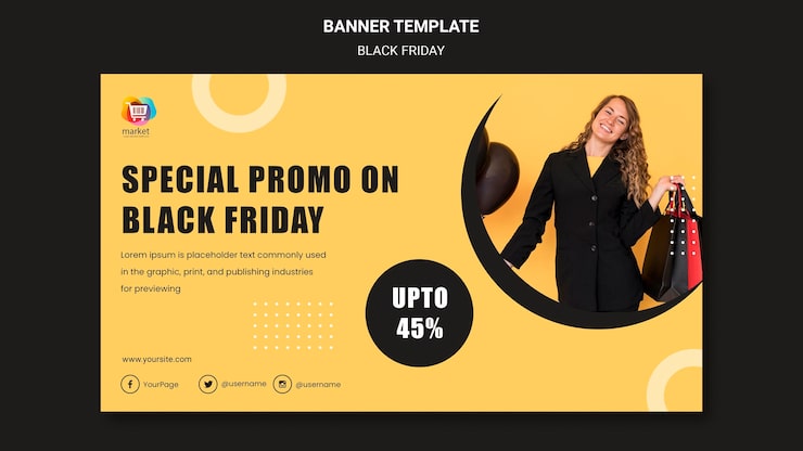 PSD grátis modelo de anúncio de banner preto sexta-feira