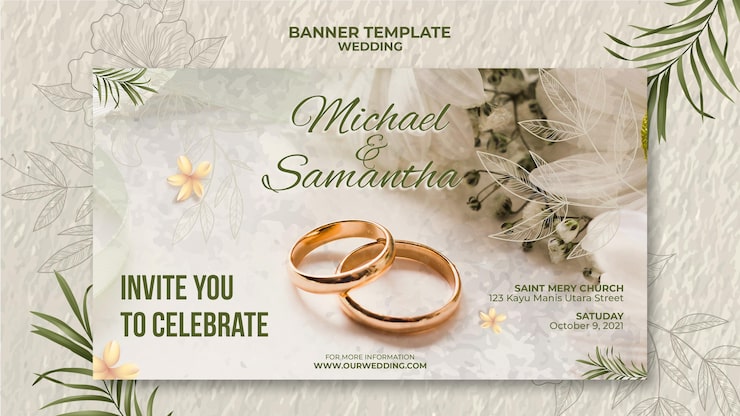 PSD grátis modelo de bandeira de casamento elegante