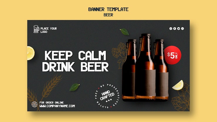 PSD grátis modelo de banner horizontal para beber cerveja