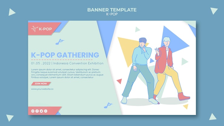 PSD grátis modelo de banner k-pop ilustrado