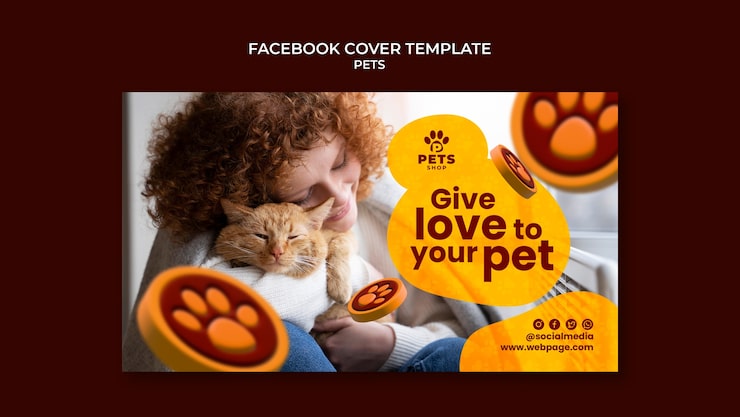 PSD grátis modelo de capa de facebook de cuidados com animais de estimação gradiente