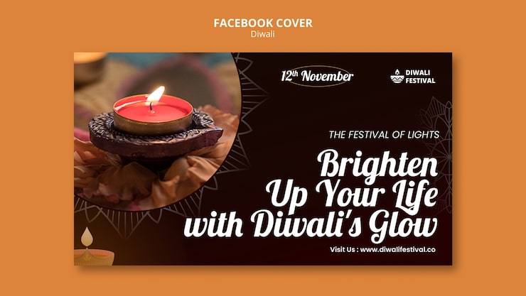 PSD grátis modelo de capa do facebook para a celebração do diwali