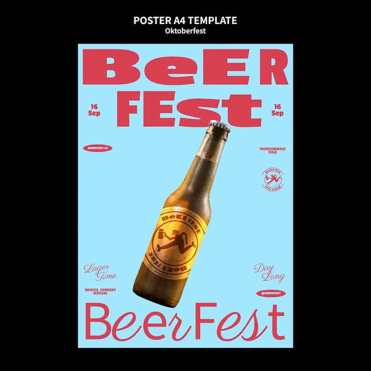 PSD grátis modelo de cartaz de oktoberfest design plano