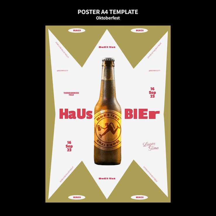 PSD grátis modelo de cartaz de oktoberfest design plano