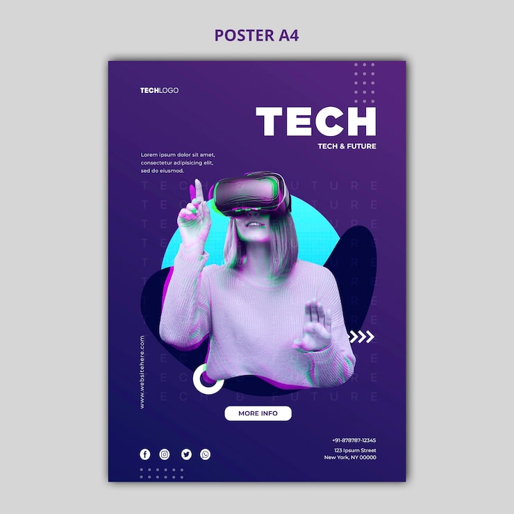 PSD grátis modelo de conceito de cartaz de tecnologia e futuro