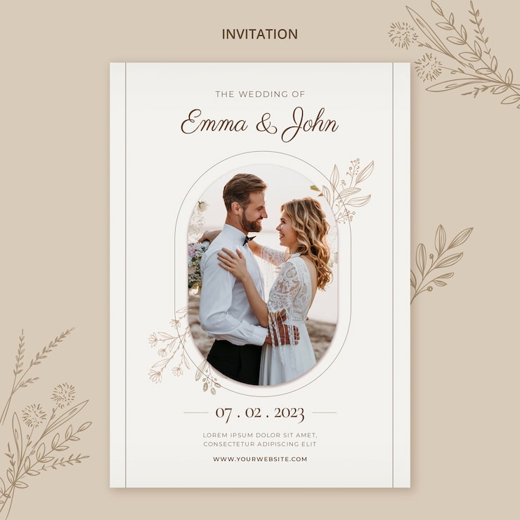 PSD grátis modelo de convite de casamento floral