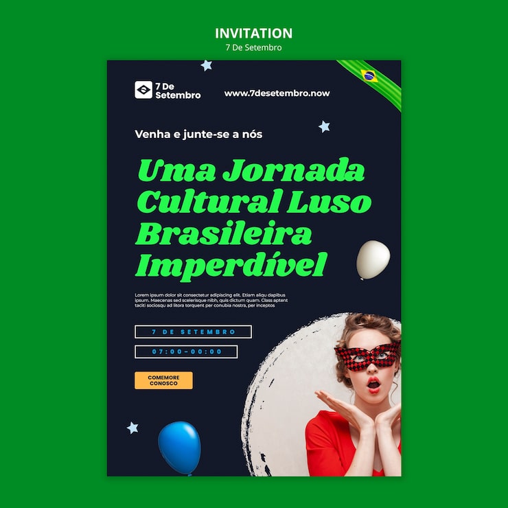 PSD grátis modelo de convite para celebração do dia da independência do brasil