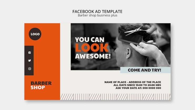 PSD grátis modelo de design de anúncio do facebook de barbearia