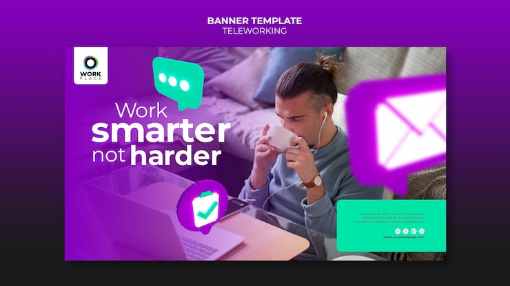 PSD grátis modelo de design de banner de teletrabalho