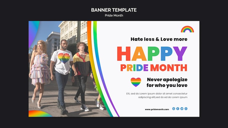 PSD grátis modelo de design de banner do mês do orgulho