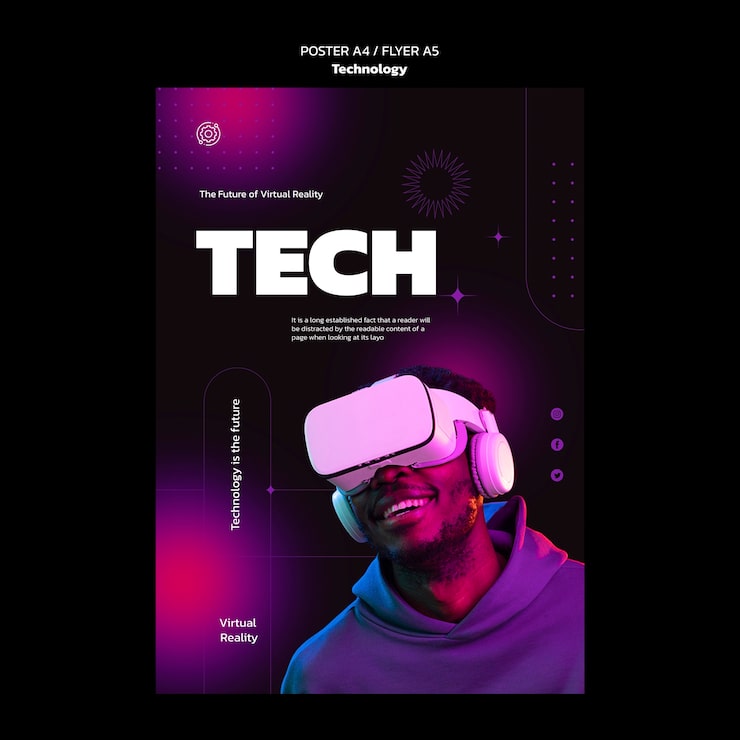 PSD grátis modelo de design de tecnologia gradiente
