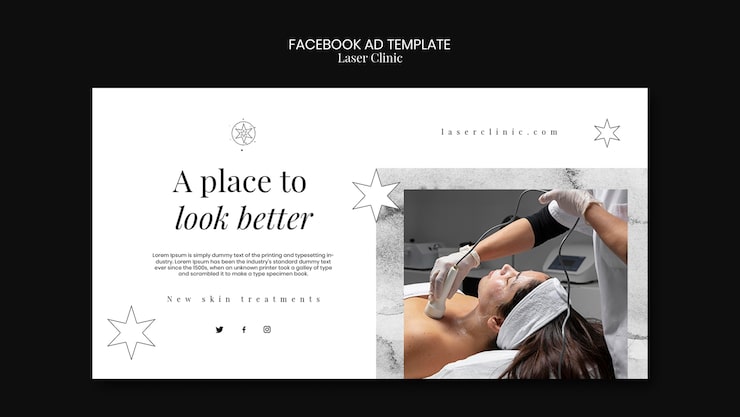 PSD grátis modelo de facebook de clínica de laser