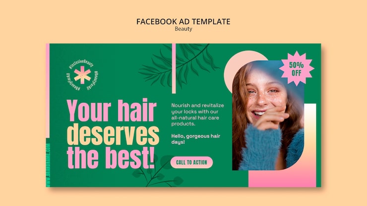 PSD grátis modelo de facebook de conceito de beleza de design plano