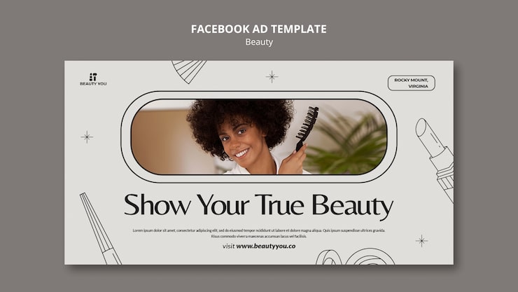 PSD grátis modelo de facebook de conceito de beleza desenhado à mão