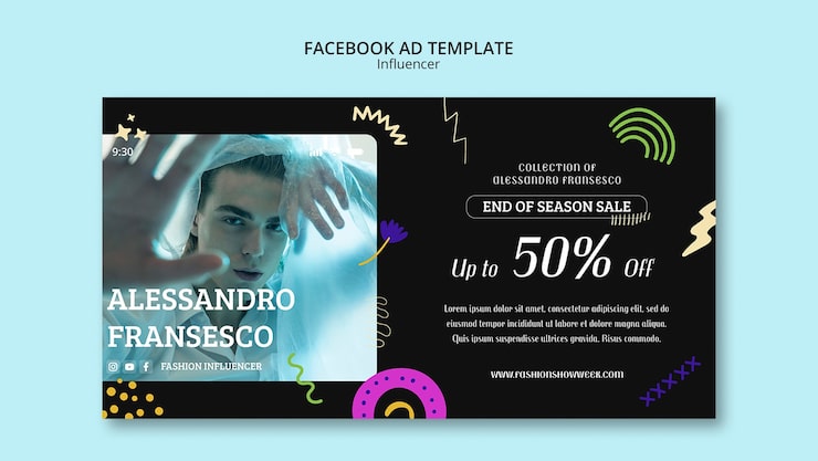 PSD grátis modelo de facebook de influenciador desenhado à mão
