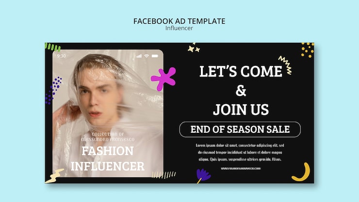PSD grátis modelo de facebook de influenciador desenhado à mão