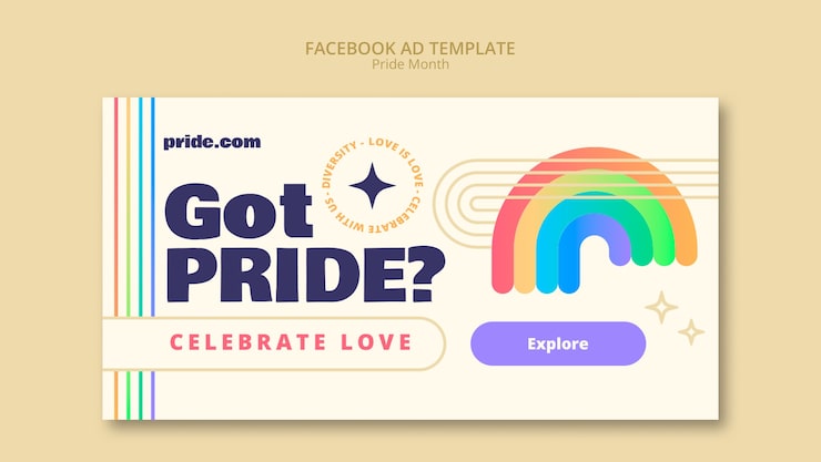 PSD grátis modelo de facebook para a celebração do mês do orgulho