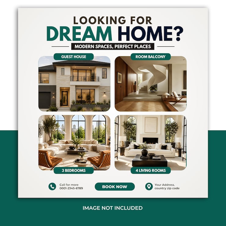 PSD grátis modelo de flyer de imóveis: casa dos sonhos