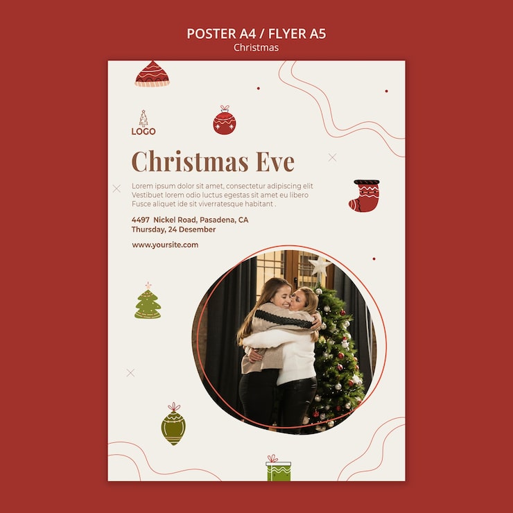 PSD grátis modelo de folheto de conceito de natal