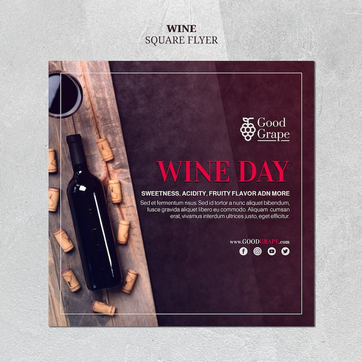 PSD grátis modelo de folheto de vinho