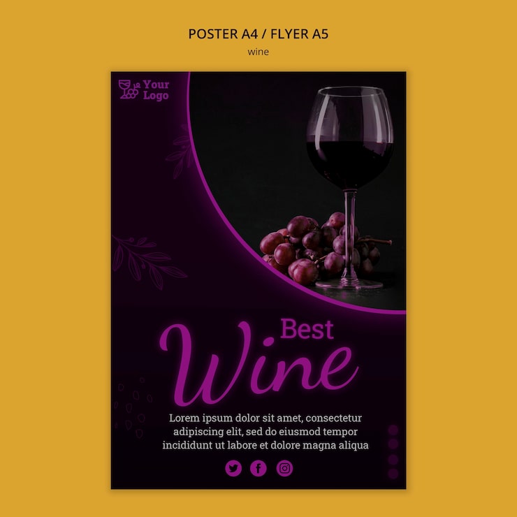 PSD grátis modelo de folheto promocional de vinho a5