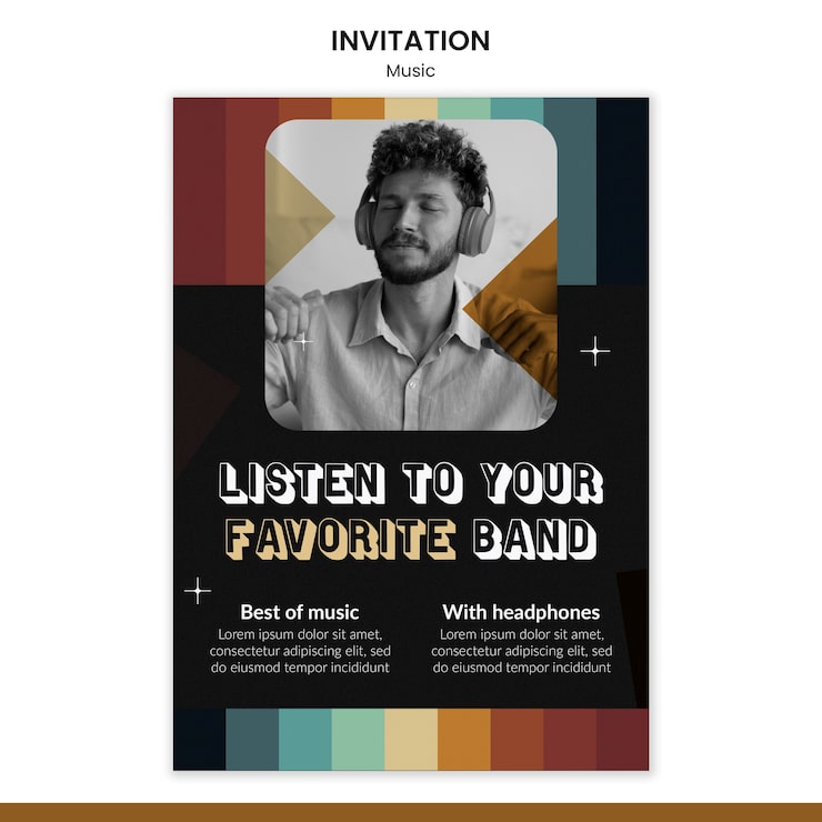 PSD grátis modelo de música de design plano