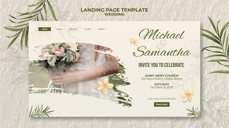 PSD grátis modelo de página de destino de casamento elegante