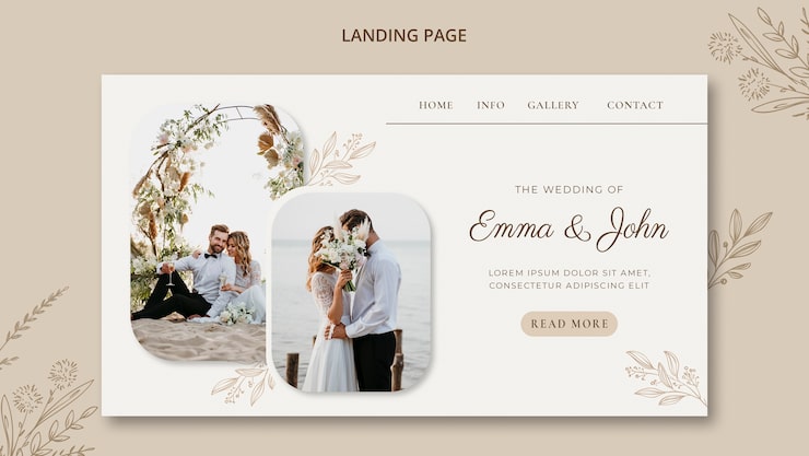 PSD grátis modelo de página de destino de casamento floral