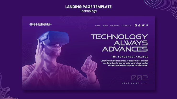 PSD grátis modelo de página de destino de realidade virtual