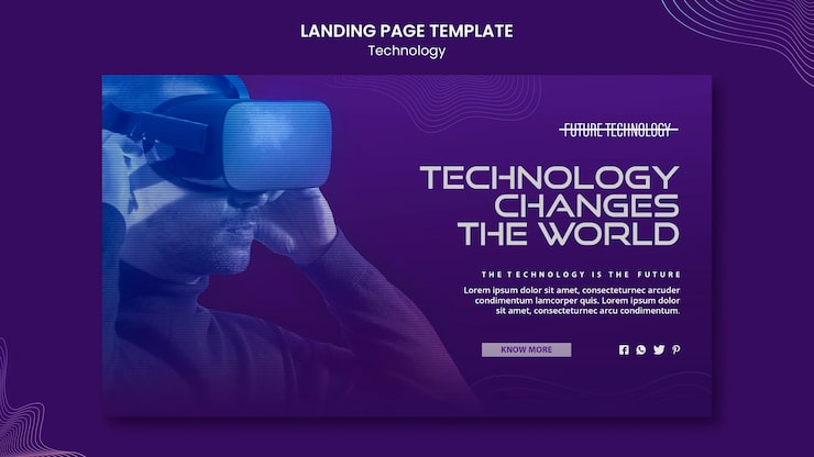 PSD grátis modelo de página de destino de realidade virtual