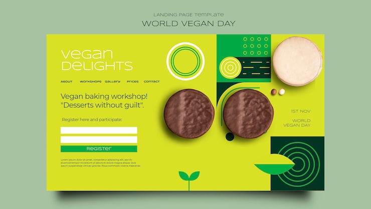 PSD grátis modelo de página de destino para celebração do dia mundial do vegano