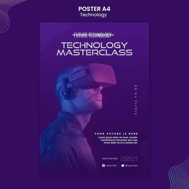 PSD grátis modelo de pôster de realidade virtual