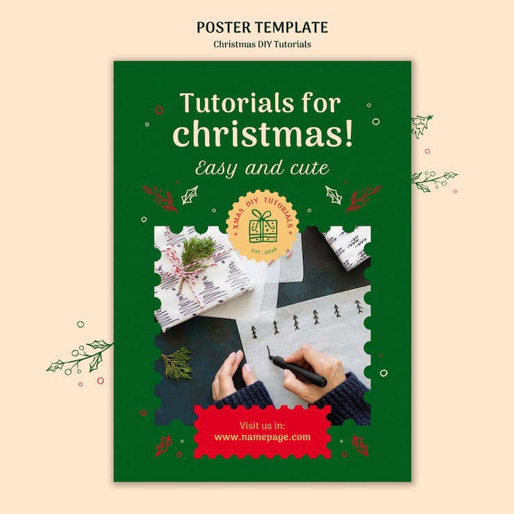 PSD grátis modelo de pôster de tutorial de natal para você