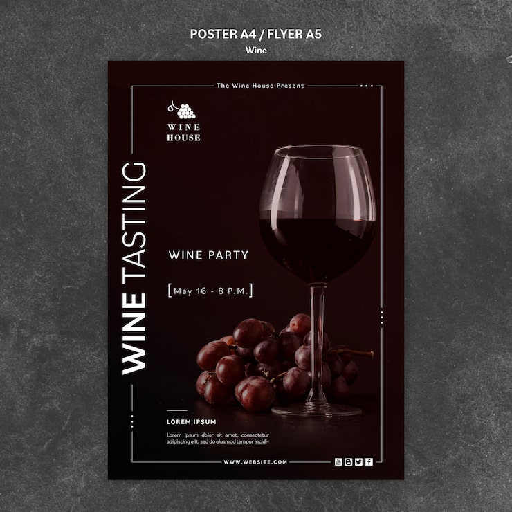 PSD grátis modelo de pôster de vinho