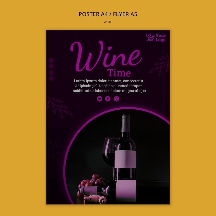 PSD grátis modelo de pôster promocional de vinho