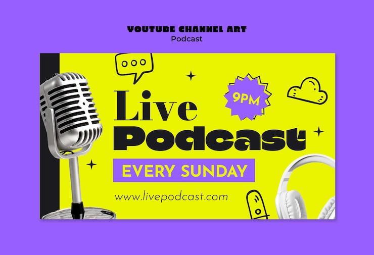 PSD grátis modelo de sessão ao vivo de podcast
