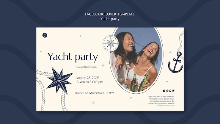 PSD grátis modelo promocional de mídia social para celebração de festa de iate de luxo