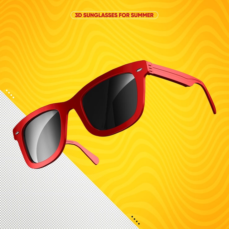 PSD grátis óculos de sol vermelhos com lentes pretas