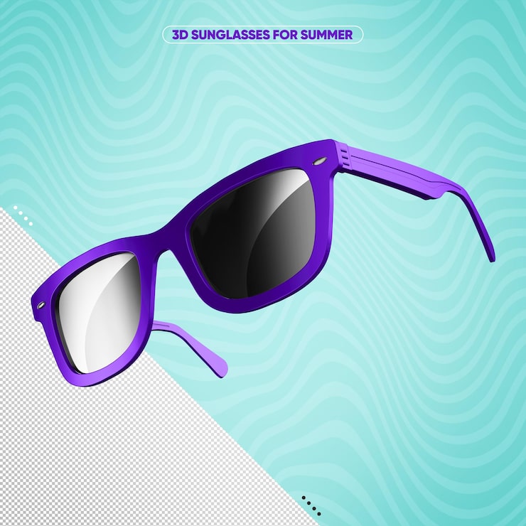 PSD grátis óculos de sol violeta com lentes pretas