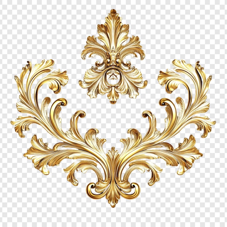 PSD grátis ornamento barroco dourado elemento de design rococó elegante