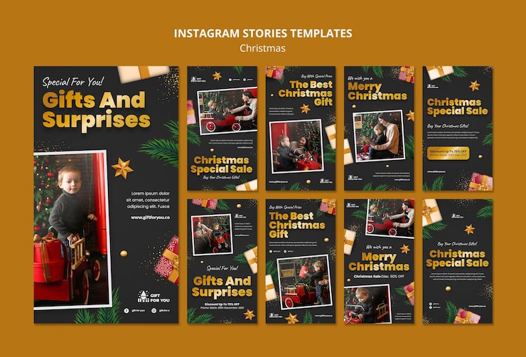 PSD grátis pacote de histórias festivas de natal nas redes sociais