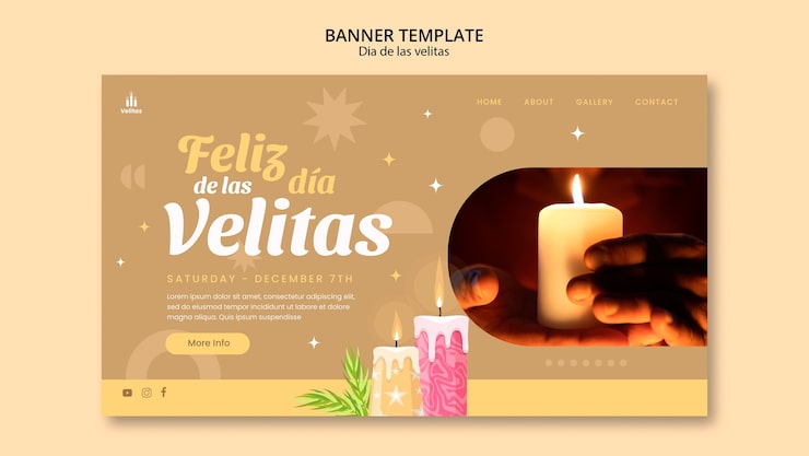 PSD grátis página inicial da celebração do dia de las velitas