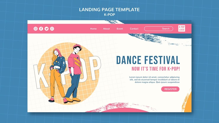 PSD grátis página inicial do festival de dança