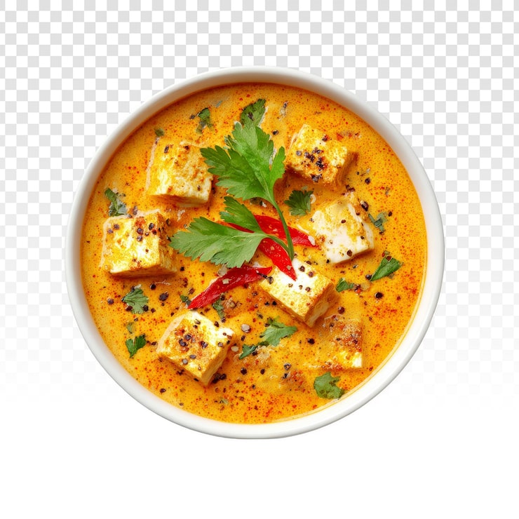 PSD grátis paneer butter masala em uma tigela branca.