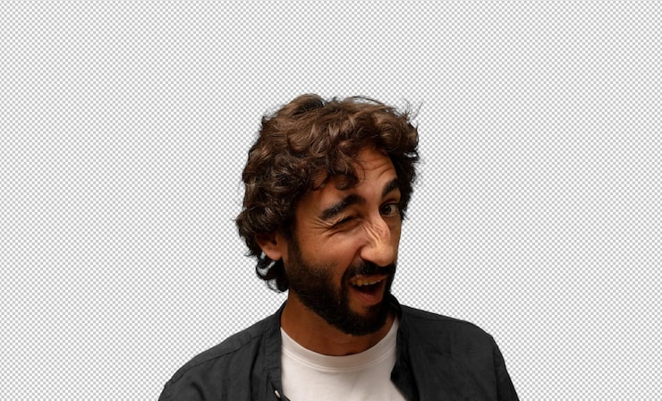PSD grátis parecendo feliz e amigável, sorrindo e piscando um olho para você com uma atitude positiva