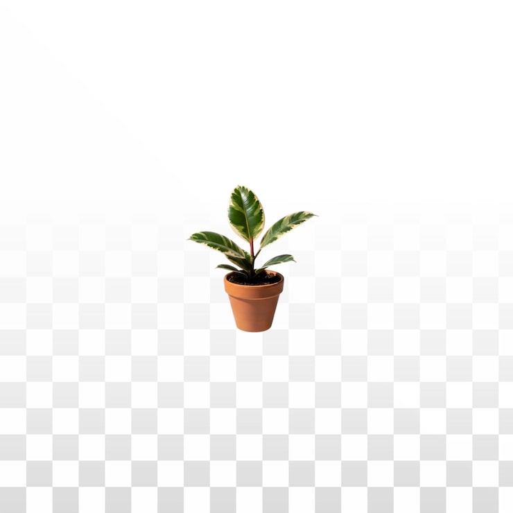 PSD grátis planta ficus variegata em vaso de terracota com fundo branco