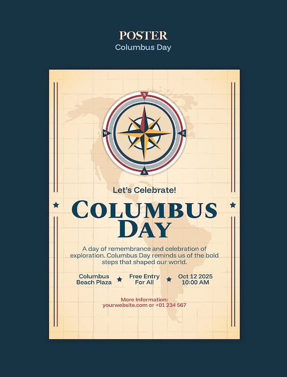 PSD grátis pôster de celebração do dia de colombo