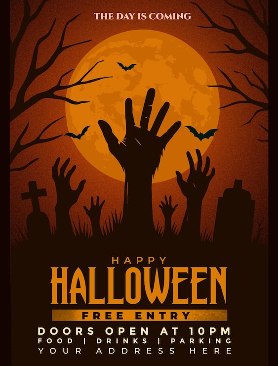 PSD grátis pôster de evento da noite assustadora de halloween