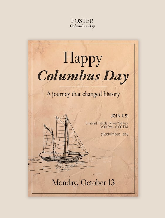 PSD grátis pôster feliz dia de colombo